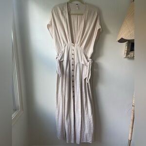 Free People Cream Button-Down Dress